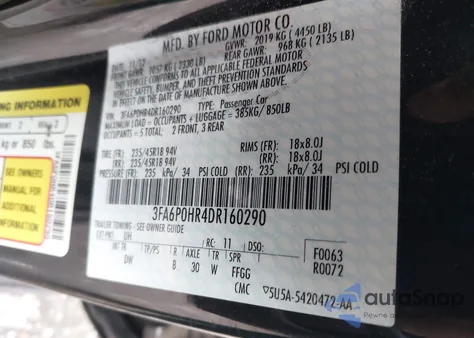 2013 Ford Fusion Se z USA, uszkodzony, nr VIN 3FA6P0HR4DR160290